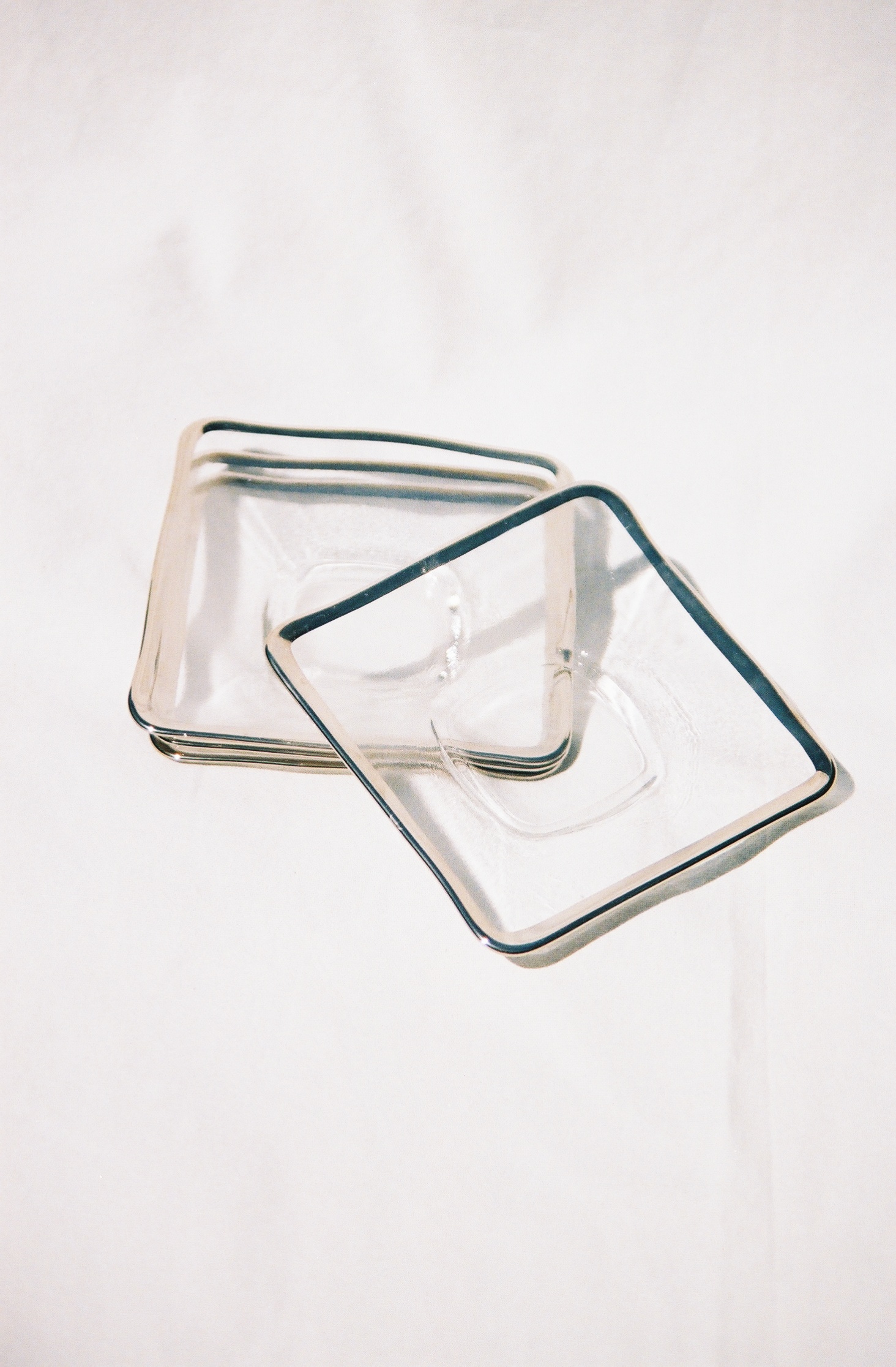 silver rimmed square dessert plate