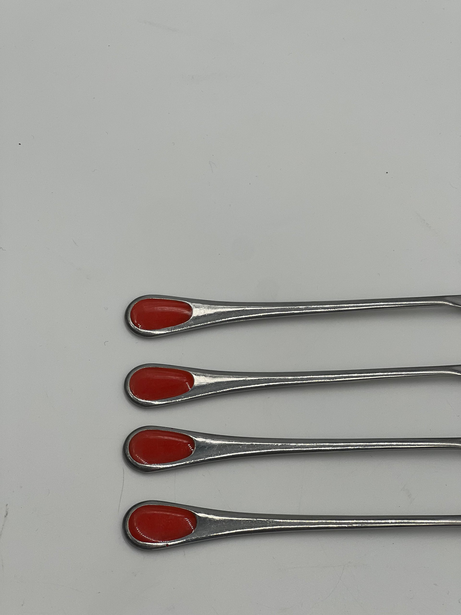 red inlay cocktail forks