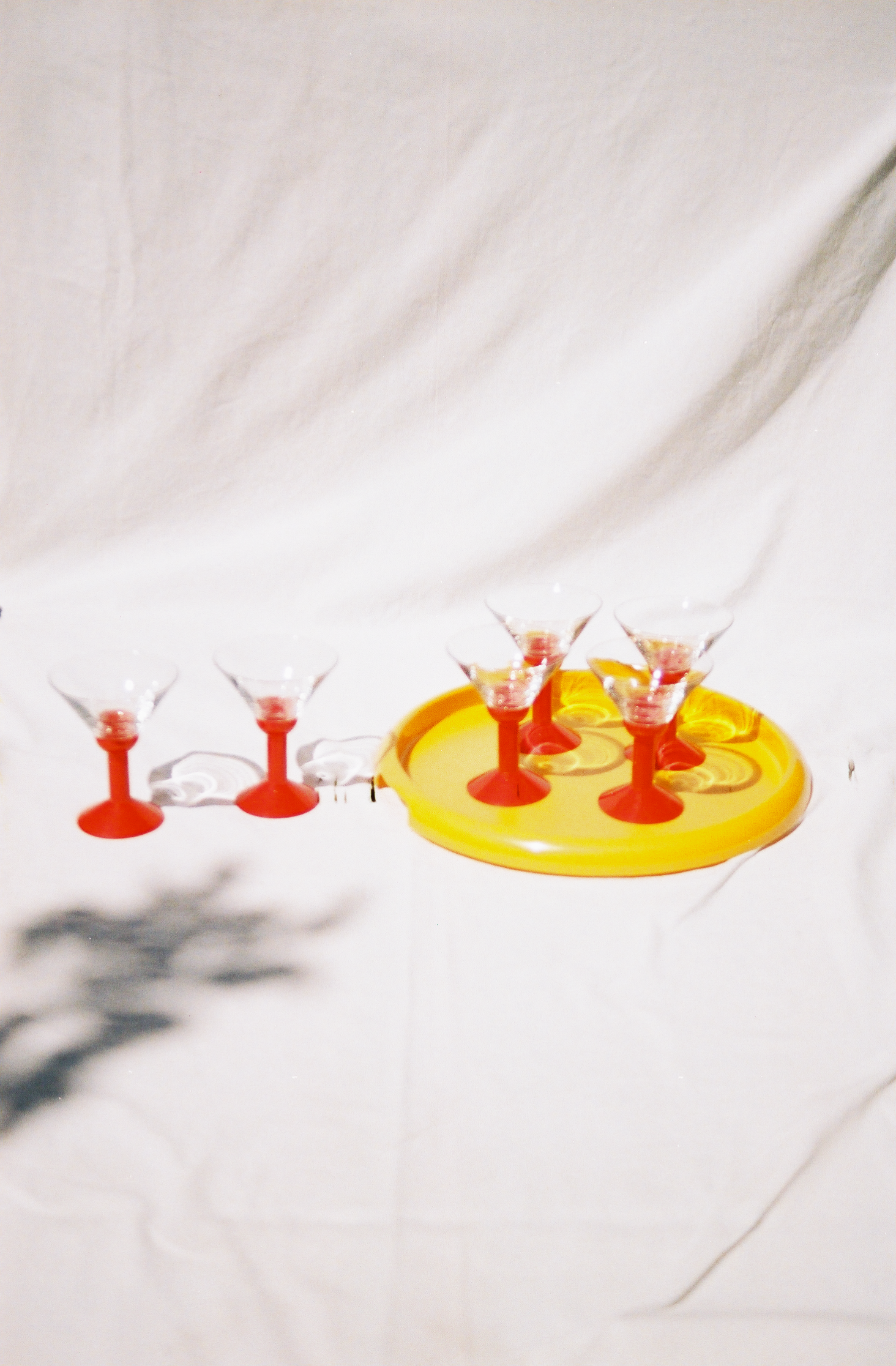 red and yellow martini set