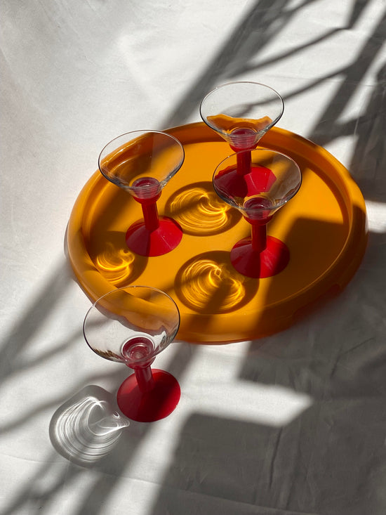 red and yellow martini set